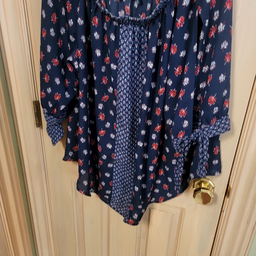 Womens plus sz 2X Heart Soul Plus off should navy red shirt cute - Picture 10 of 10